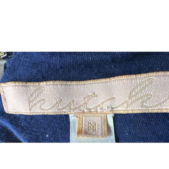 Anthropologie x Hutch M Kinsley Cutout Dress Striped Stretch Fit&Flare Navy Blue - Picture 7 of 8